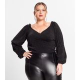 Blusa Manga Longa Feminina Plus Size Secret Glam Preto Plus G4