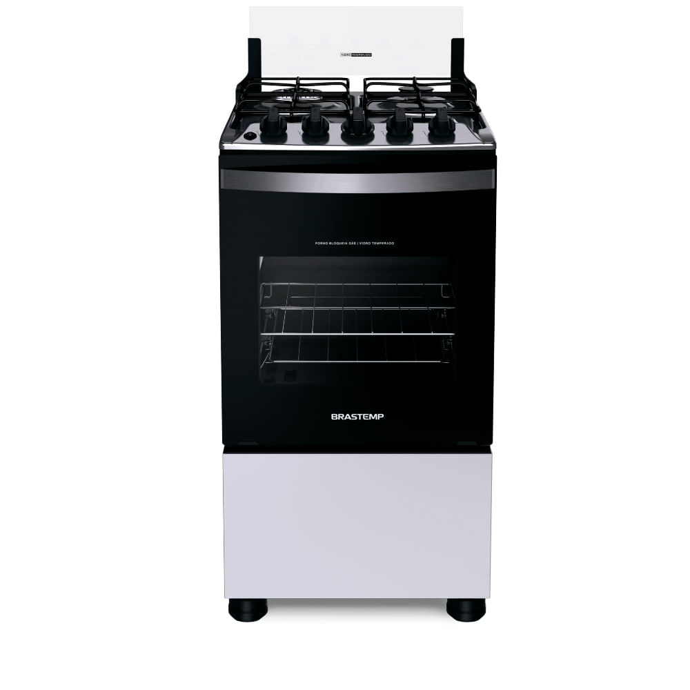 Fogão Brastemp 4 Bocas Branco Com Dupla Chama E Grades Individuais   - Bfo4ebb Bivolt