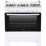 Fogão 5 Bocas Branco Com Mesa Inox Atlas Mônaco Plus Bivolt