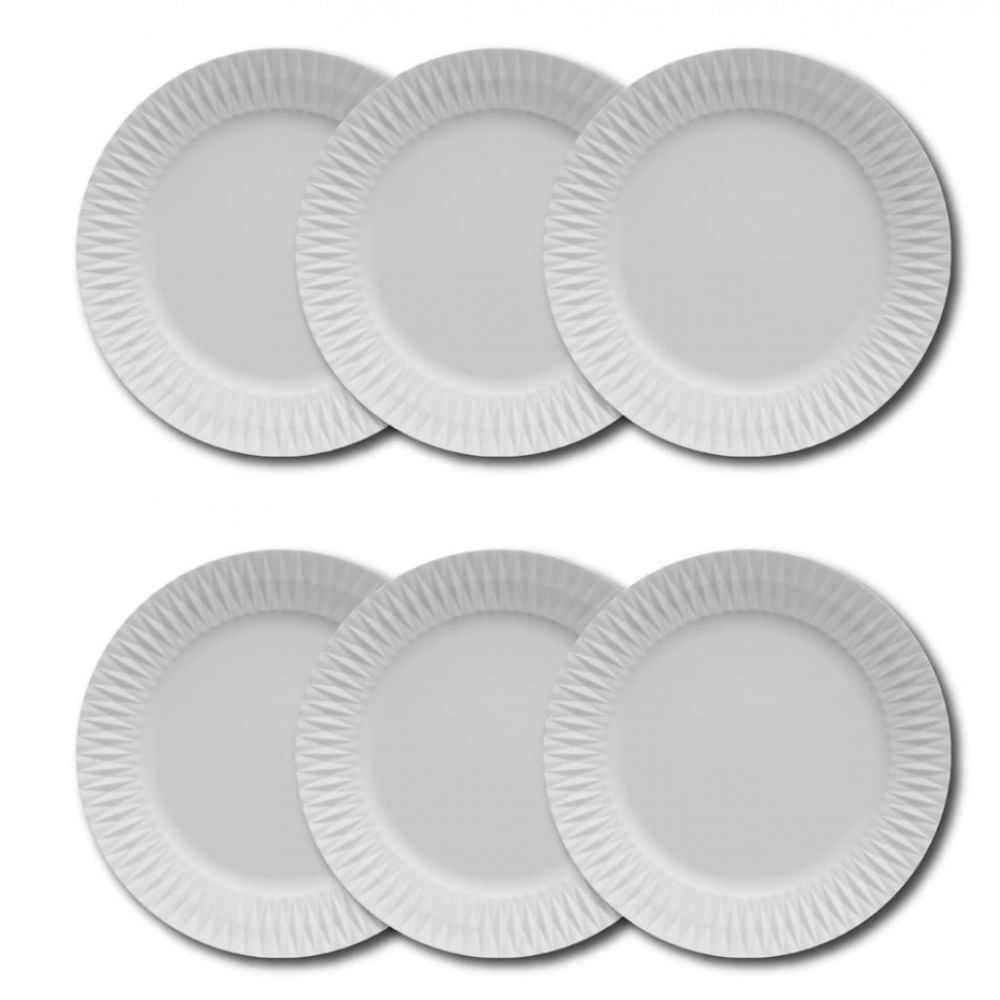 Conjunto De Pratos Rasos Germer Diamante Em Porcelana 6 Peças