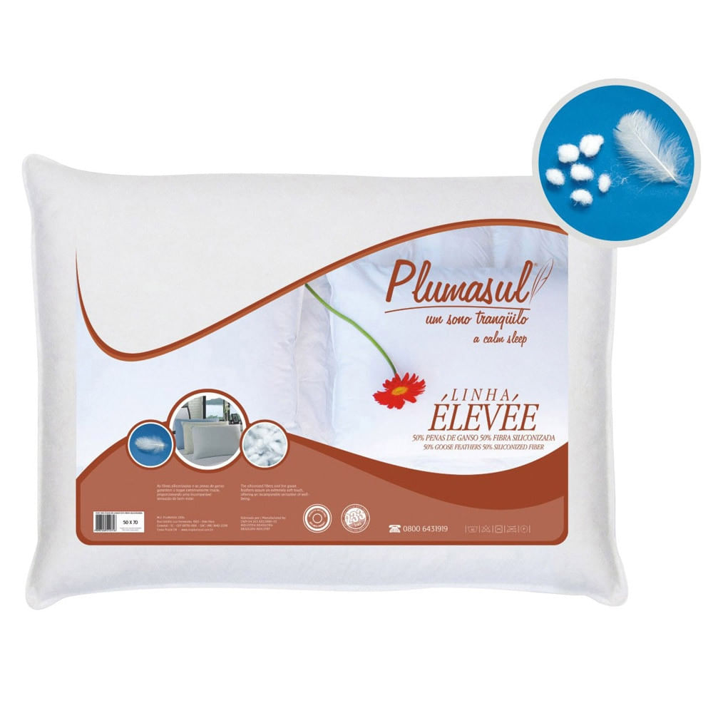 Travesseiro Fibras Siliconizadas E Penas De Ganso Plumasul