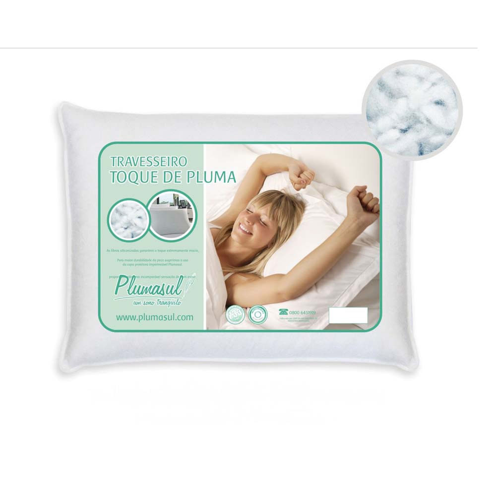 Travesseiro Plumasul Fibra Siliconizada Toque De Pluma 233 Fios 45 X 65 Cm