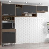 Cozinha Compacta Poliman Barcelona Com 8 Portas E 2 Prateleiras 258 Cm De Largura