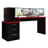 Mesa Gamer Para Computador Desk X5 - Preto /vermelho - Larbelle