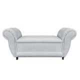 Recamier Com Baú Grécia Namoradeira Calçadeira Suede Cinza