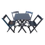 CONJUNTO DE MESA DOBRÁVEL MADEIRA 60X60 COM 4 CADEIRAS PRETO - TARIMATÃ