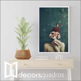 Quadro Mulher Detalhes Flores 60x90 Cm Adesivo Fotográfico