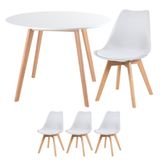 Mesa Redonda 100 Cm + 3 Cadeiras Mesa Branco