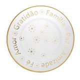 Sousplat De Plástico Desejos De Natal Transparente E Dourado Com Estrelas 33cm