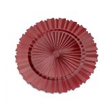 Sousplat De Plástico Vermelho Com Relevo E Lateral Em Recortes 33cm