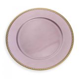 Sousplat De Plástico Rosa E Dourado 33cm