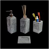 Kit Banheiro Bancada Lavabo Luxo Em Pedra Sabão N04 Prata