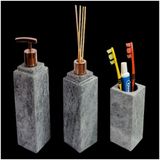 Kit Banheiro Bancada Lavabo Luxo Em Pedra Sabão N01 Rosê