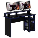 Mesa Para Escritório Home Office Gamer Me4153 Mdp Preto/azul