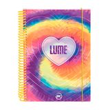 CADERNO COLEGIAL 160 FOLHAS 10 MATERIAS ESPIRAL LUME TIE DYE COM ELASTICO - 3301PI