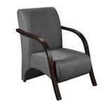 Poltrona 1 Lugar Vênus Pé Madeira Dsalla Suede Grafite Cinza