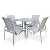 Conj 1 Mesa + 4 Cadeiras Para Área Externa - Cinza