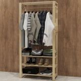 Arara Cabideiro Closet Pinus 3 Prateleiras