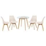 Mesa Redonda 70cm + 4 Cadeiras Creme