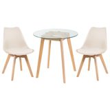 Mesa Redonda 70cm + 2 Cadeiras Creme