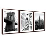 Quadros Decorativos Textura Cx Alta 3x 40x60 I Love New York Titulos Moldura Madeira