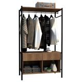 Guarda Roupa Solteiro Closet Industrial 90cm 2 Gavetas Paris Light Demolição/preto