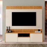 Estante Para Tv E Home Boreal 180cm Com Led Fita Naturalle/off White