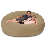 Puff Gigante Redondo Sem Enchimento Em Suede 1.80m P/ Sala Cor Castor