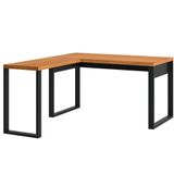 Mesa Escritório Em L Estilo Industrial F22 Freijó/preto Fosco