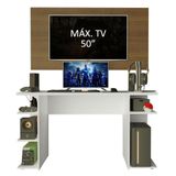 Mesa Para Computador Gamer E Painel Para Tv Até 50 - Branco