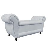 Recamier Com Baú Grécia Namoradeira Calçadeira Suede Cinza