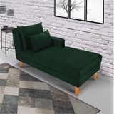 Divã Chaise Chloe 160cm Verde Esmeralda Castanho