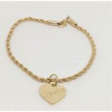 Pulseira Cordão Baiano Pingente Coração Personalizado Banhado A Ouro 18k