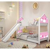 Beliche Infantil Casinha Prime Nuvem Menina C/ Escorregador