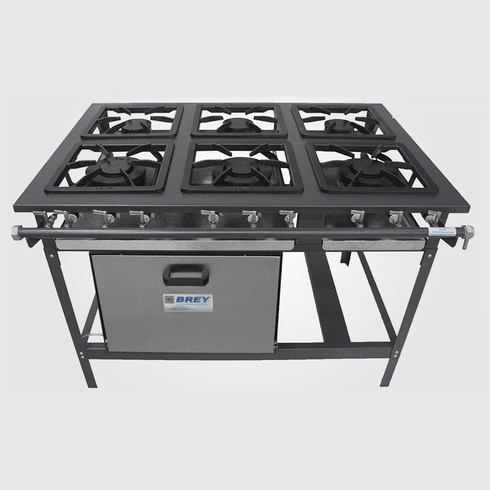 Fogão 6 Bocas Metal Brey Com Forno Inox - 106-f-3d Fogão 6 Bocas Metal Brey Com Forno Inox - 106-f-3d