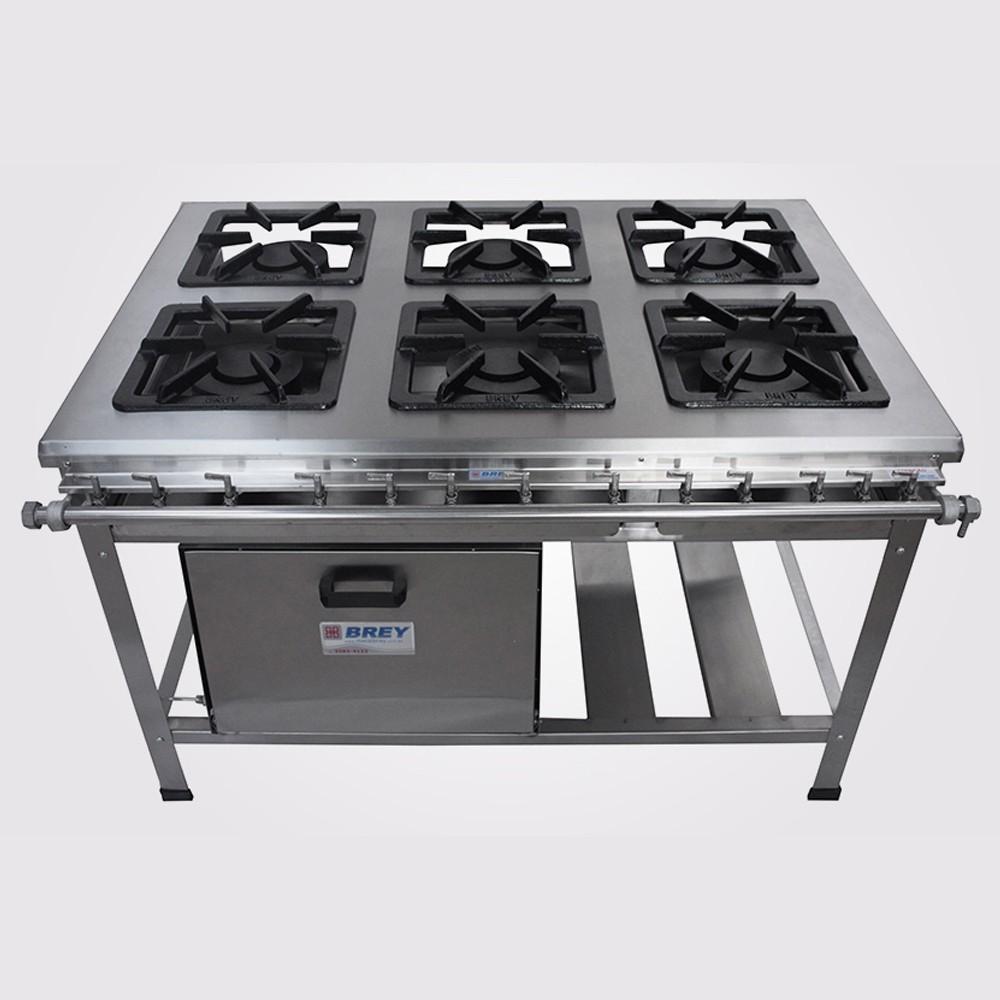Fogão 6 Bocas Metal Brey Com Forno Prata - 206-f