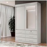 Roupeiro 2 Portas 6 Gavetas Vision Branco