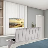 Calçadeira Recamier Baú 195cm King Sintético Cinza Claro
