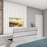 Calçadeira Recamier 195cm King Size Box Suede Cinza Claro