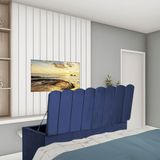 Calçadeira Recamier Baú 140cm Casal Suede Azul Marinho