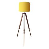 Luminária Chão Tripé Base Madeira 40x30cm Bivolt Amarelo