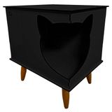 Casinha Cat Line Pet Gato Premium Mdf Pés Palito Preto