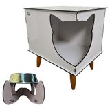 Casinha Cat Line Pet Mdf Com Comedinox Champagne