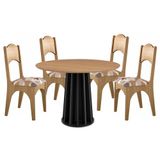Mesa De Jantar Redonda Thalia Com 4 Cadeiras Preto Liso