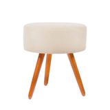 Puff Para Sala Redondo Pés Palito Suede Balaqui Decor Bege