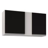 Armário Aéreo 100cm 2 Portas Indiana Branco Preto