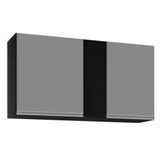 Armário Aéreo 100cm 2 Portas Indiana Preto Cinza
