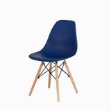 Cadeira Charles Eames Eiffel Azul Bic Base Madeira