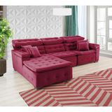 Sofá Retrátil e Chaise Orlando 280x170 Vinho