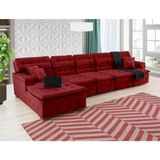 Sofá Retrátil e Chaise Orlando 420x150 Vinho